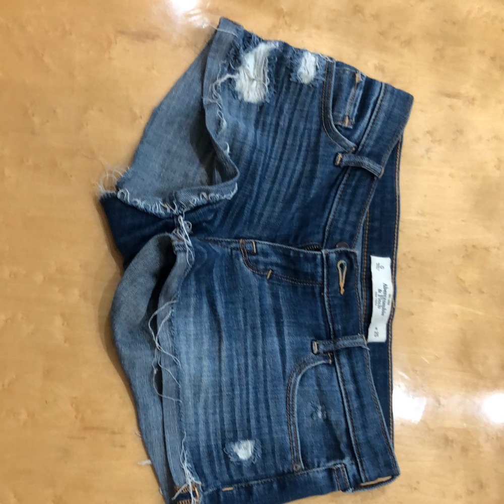 Abercrombie & Fitch Dark Blue Ripped Jean Shorts